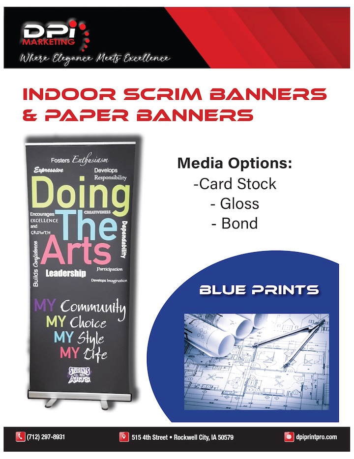 Indoor scrims and paper banners